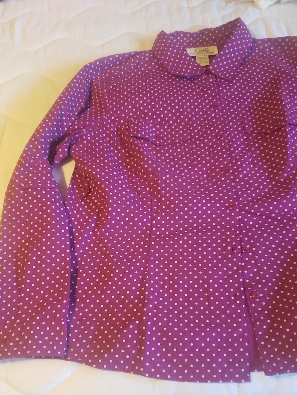 Polka Dot Button-Up Shirt - Purple